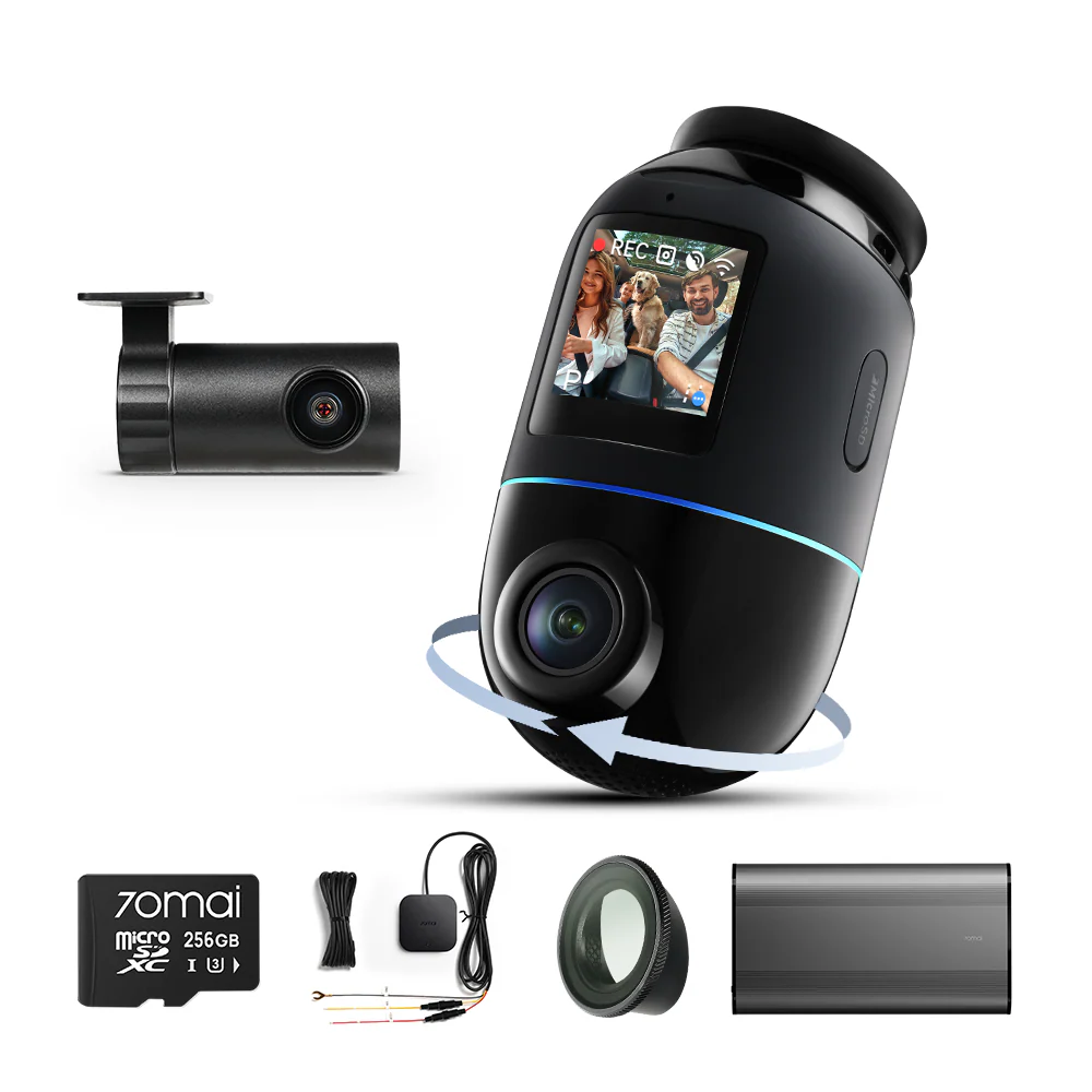360° Full View: 4K Omni Front Cam + Rear Cam + Memory Card + Hardwire Kit + CPL Filter + Battery