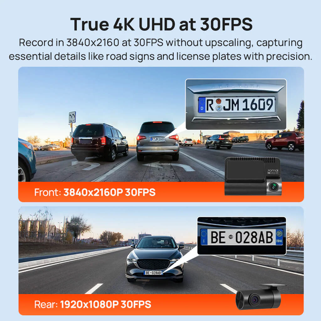 70mai Dash Cam 4K A800SE w/ HDR, Super Night Vision, Emergency Record, Supercapacitor & 24H Surveillance - Image 4