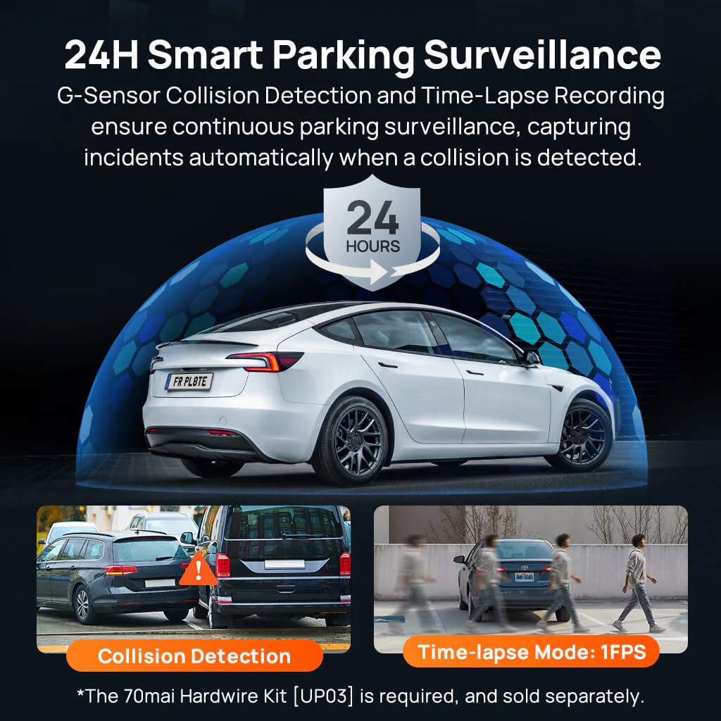 70mai Dash Cam 4K A800SE w/ HDR, Super Night Vision, Emergency Record, Supercapacitor & 24H Surveillance - Image 9