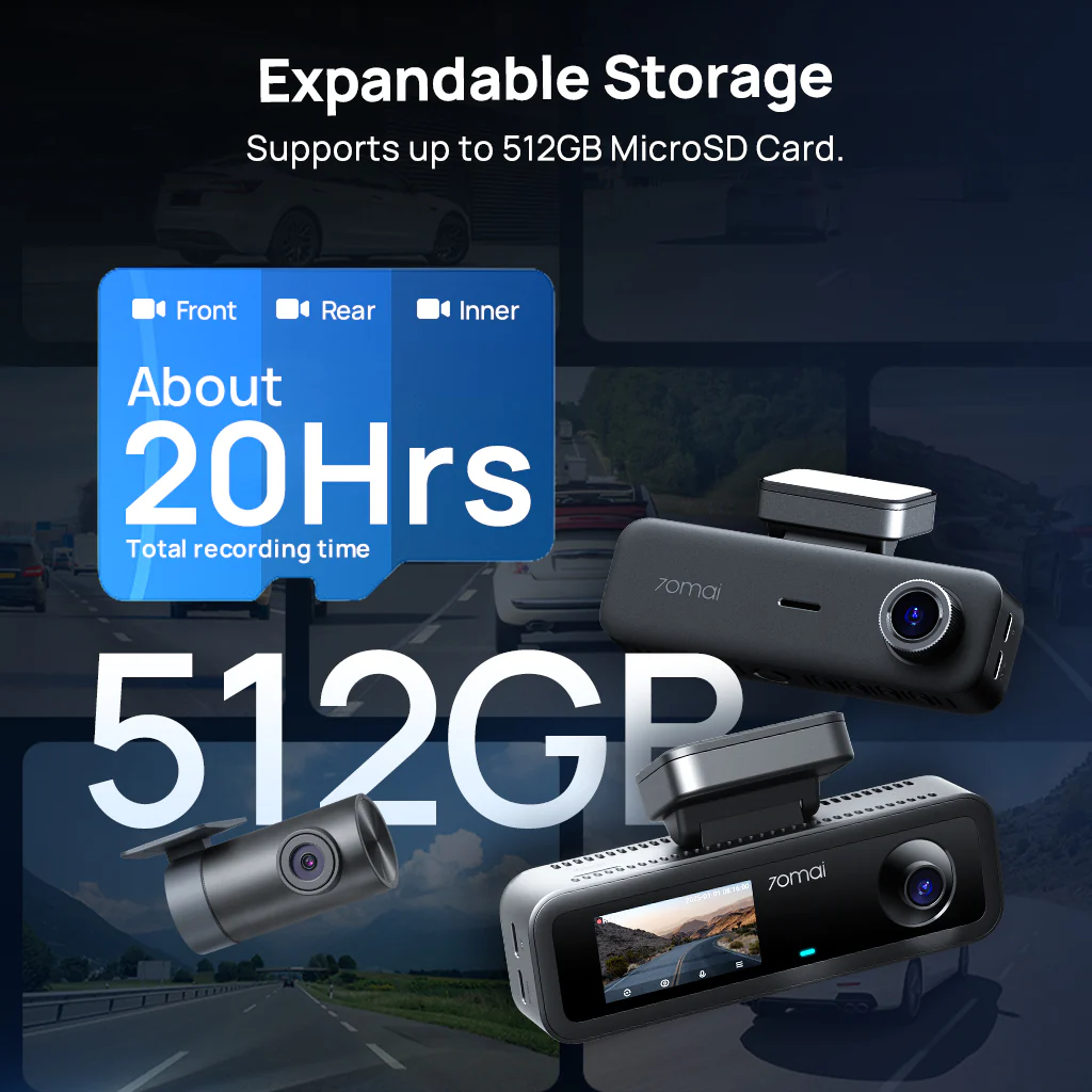 70mai Dash Cam 4K T800E, 3-Channel Front Interior Rear Car Camera, 4K HDR, Night Owl Vision, 24H Parking Surveillance & GPS - Image 11