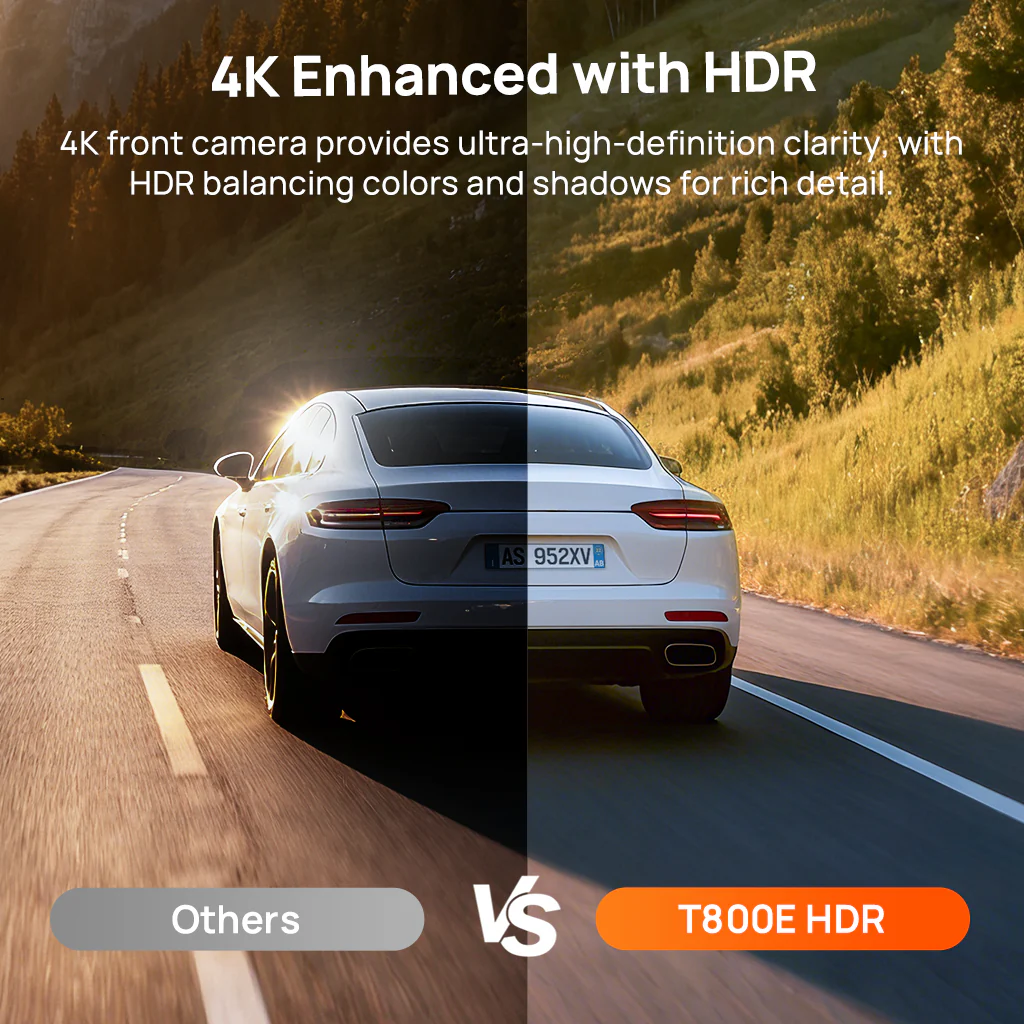 70mai Dash Cam 4K T800E, 3-Channel Front Interior Rear Car Camera, 4K HDR, Night Owl Vision, 24H Parking Surveillance & GPS - Image 4