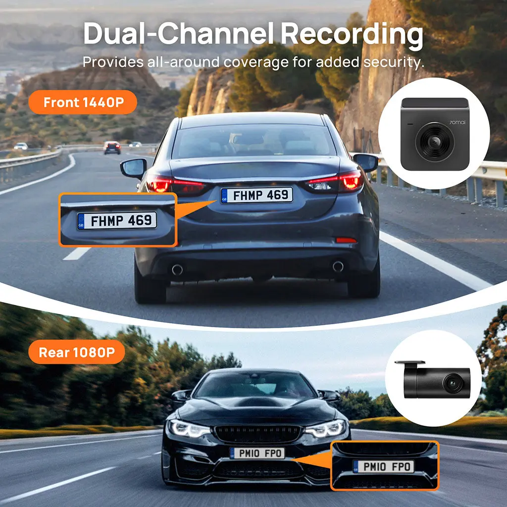 70mai Dash Cam A400 1440P QHD with 2-Inch Screen & Dual-Channel Supported - Image 5