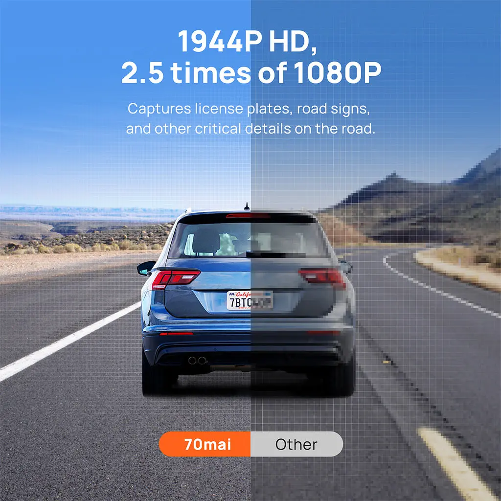 70mai Dash Cam A500S 2.7K HD with 2-Inch Screen & Dual-Channel Supported - Image 3