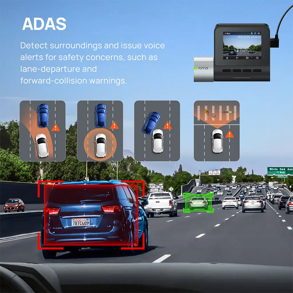 70mai Dash Cam A500S 2.7K HD with 2-Inch Screen & Dual-Channel Supported - Image 4