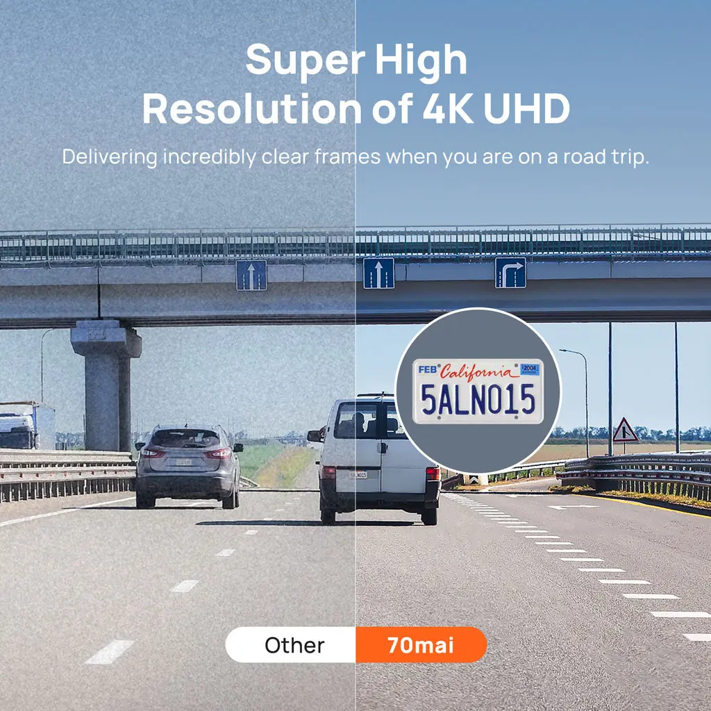 70mai Dash Cam A800S 4K UHD with 3-Inch IPS Screen & Dual-Channel Supported - Image 3