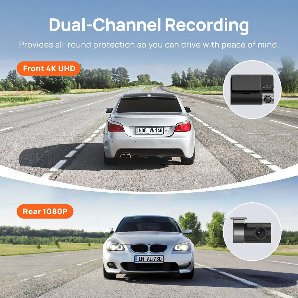 70mai Dash Cam A800S 4K UHD with 3-Inch IPS Screen & Dual-Channel Supported - Image 8