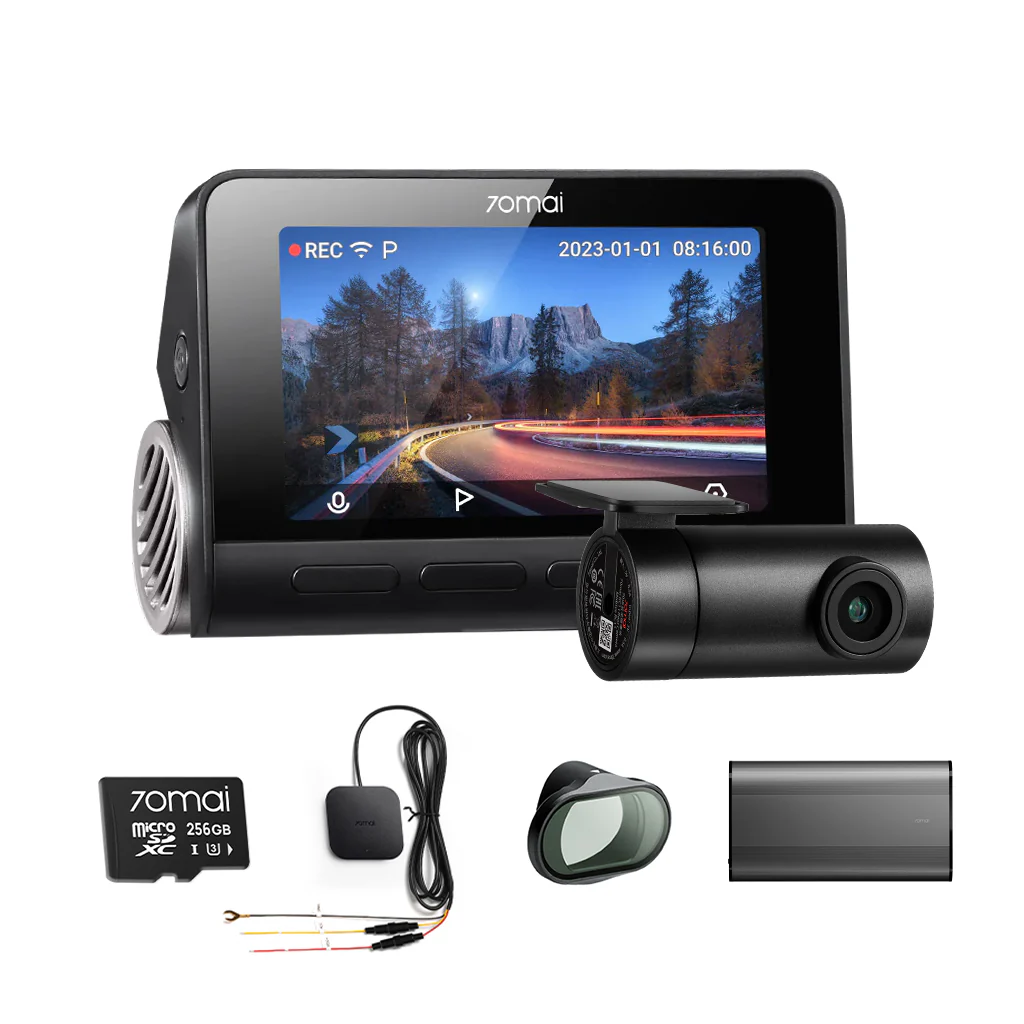 4K A810 Bundle: Front Cam + Rear Cam + Memory Card + Hardwire Kit + CPL Filter + Battery Pack - Image 3