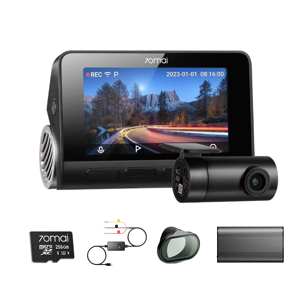 4K A810 Bundle: Front Cam + Rear Cam + Memory Card + Hardwire Kit + CPL Filter + Battery Pack - Image 4