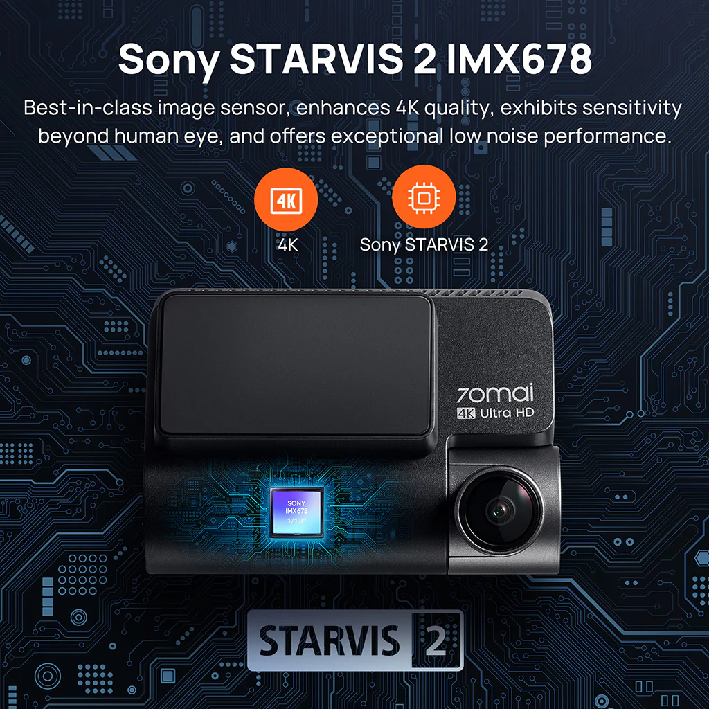 70mai Dash Cam 4K A810 with Sony STARVIS 2 IMX678, 4G LTE & Dual HDR Supported - Image 10