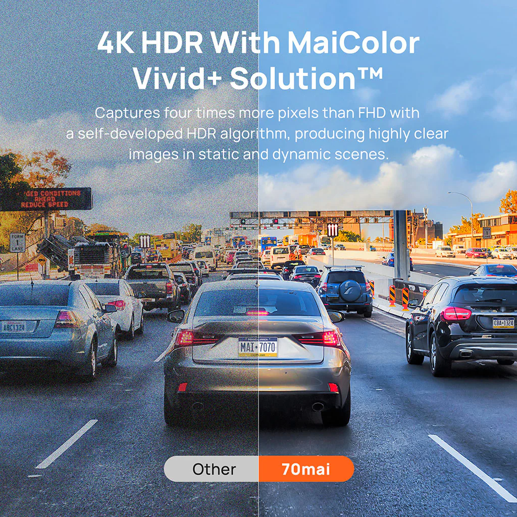 70mai Dash Cam 4K A810 with Sony STARVIS 2 IMX678, 4G LTE & Dual HDR Supported - Image 3