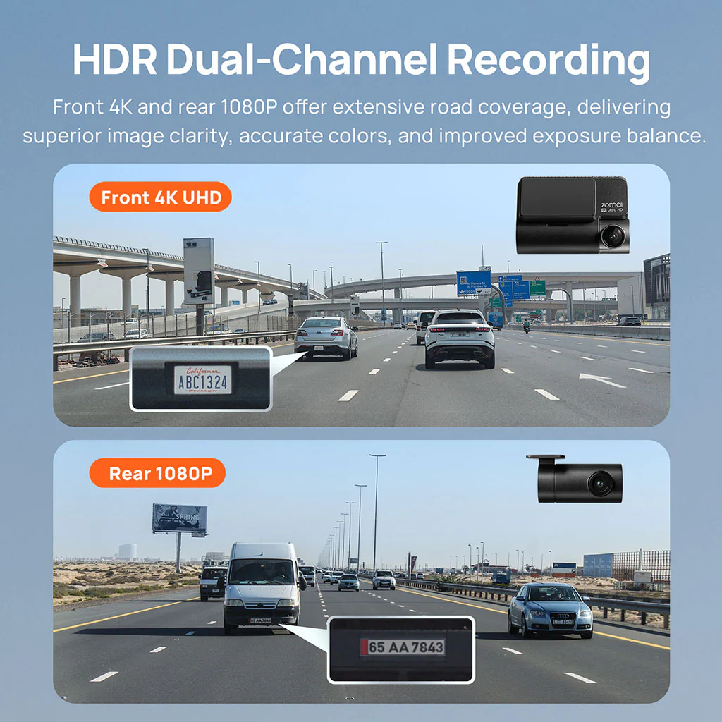 70mai Dash Cam 4K A810 with Sony STARVIS 2 IMX678, 4G LTE & Dual HDR Supported - Image 7