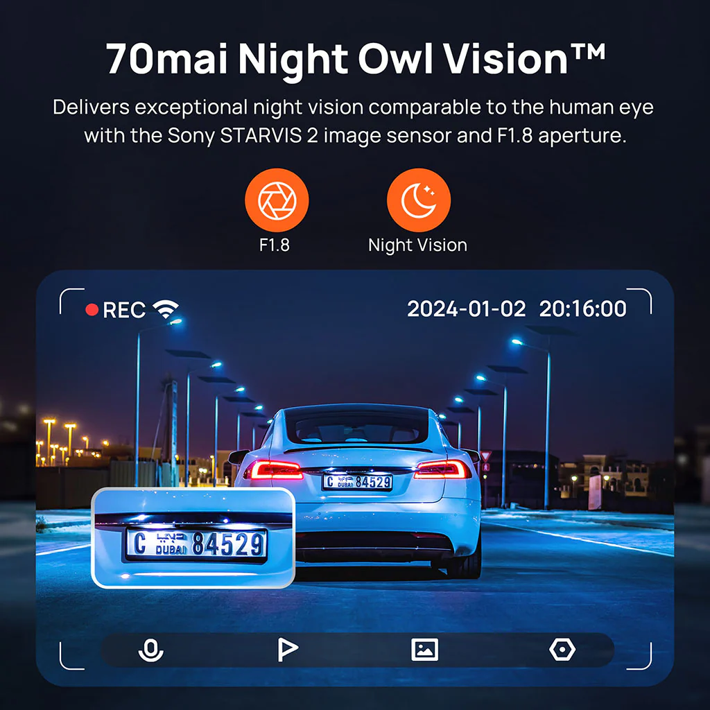 70mai Dash Cam 4K A810 with Sony STARVIS 2 IMX678, 4G LTE & Dual HDR Supported - Image 8
