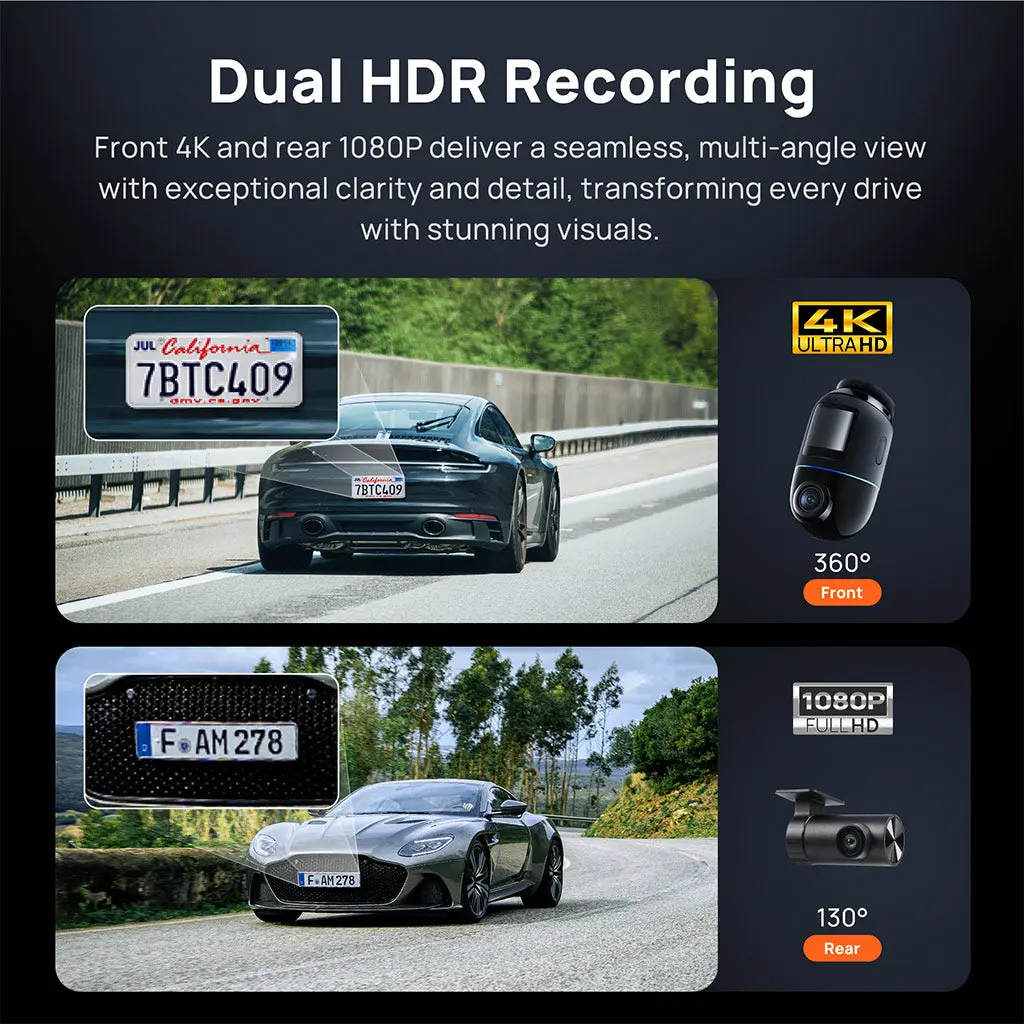 70mai Dash Cam 4K Omni 360 Full View with Dual Sony STARVIS 2, AI 2.0 & 4G LTE Supported - Image 6
