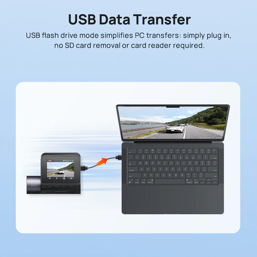 70mai Dash Cam A410 2.5K HDR Dual with GPS, Emergency Record, G-Sensor, App Control and Compact Design - Image 9