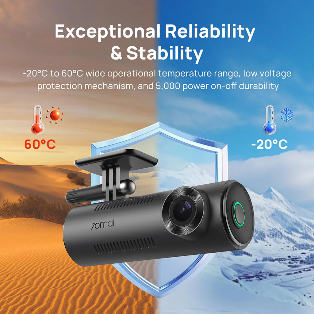 70mai Dash Cam M310 2K QHD with Built-In LED Indicator & Upgraded USB C - Image 7