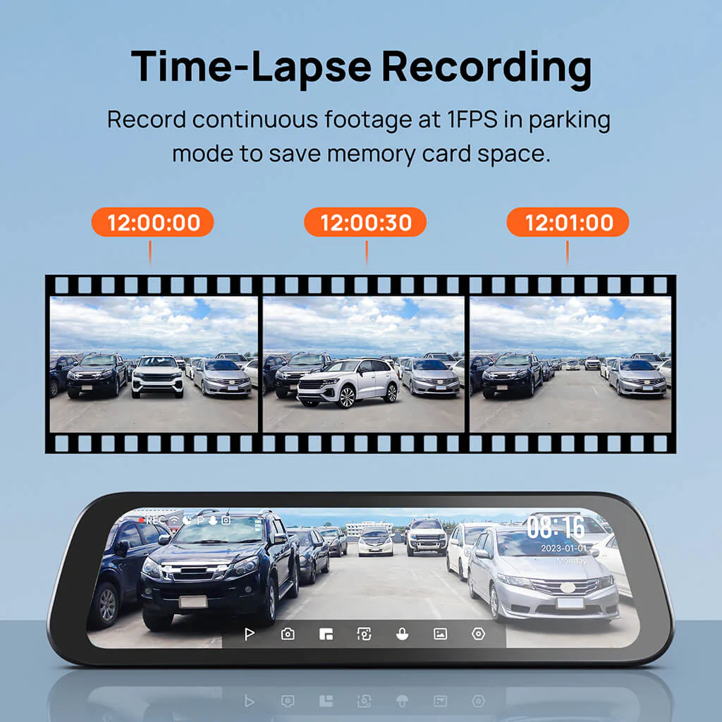 70mai Rearview Dash Cam S500 3K HDR with A 9-Inch Touch Screen & Super Capacitor - Image 11
