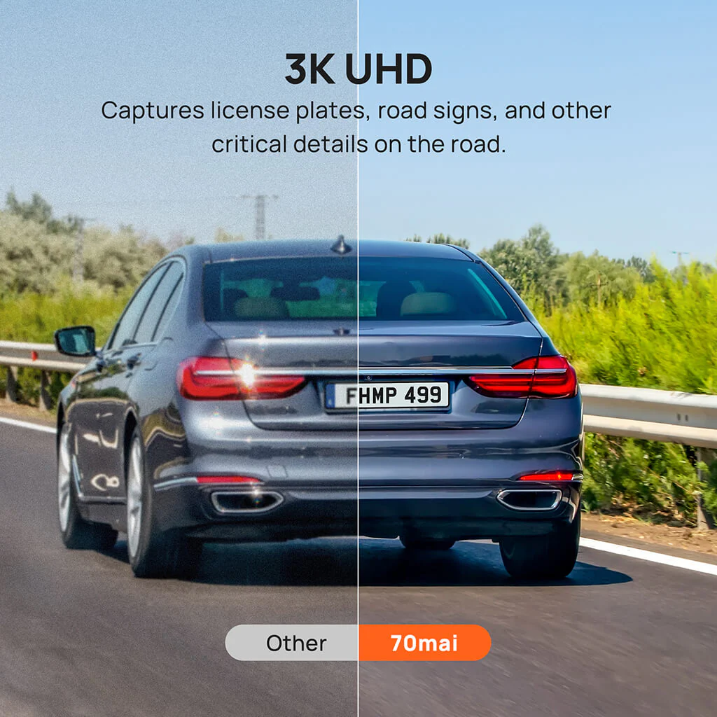70mai Rearview Dash Cam S500 3K HDR with A 9-Inch Touch Screen & Super Capacitor - Image 5